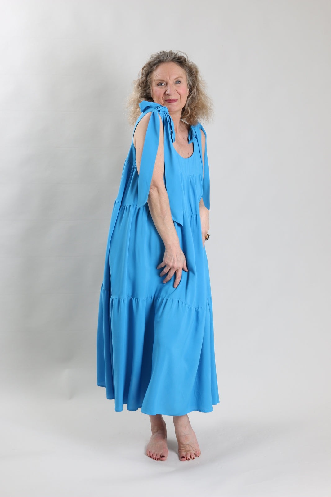 Robe Robe à volants en soie MeiMeiJ vendu par Bleu Natier